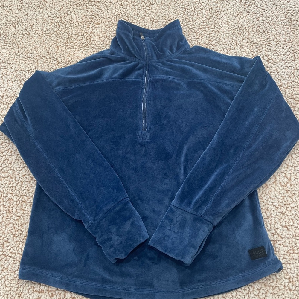 Juicy Couture Women’s Navy Zip-Up Sweater Velour Size Medium